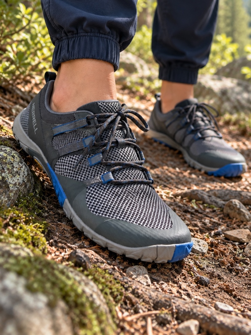 Merrell Trail Glove 6 Barefoot Minimalist Trail Running Shoes Gray Blue J135387